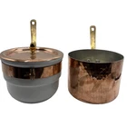 Vintage Apilco Porcelain & Copper Brass Handle France 6" Double Boiler & Pot