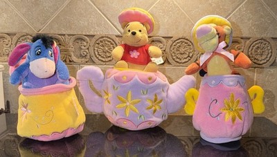 Disney store pooh eeyore tiger tea set plush