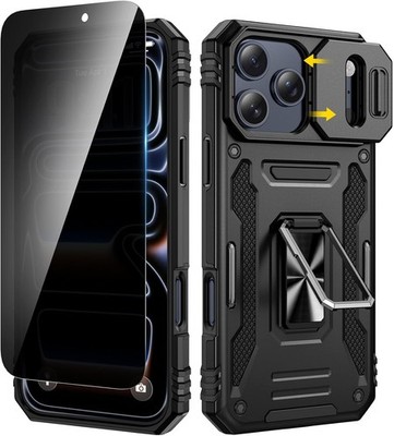 iPhone 17 Pro Max Case with Slide Camera Cover & Privacy Tempered Glass Protecto
