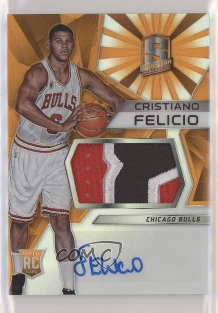 2015-16 Spectra Jersey Prizms Orange Prizm /25 Cristiano Felicio Rookie Auto RC