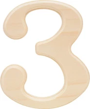 6.5-Inch Pine Wood House Number 3 Decorative Address Plaque 847324