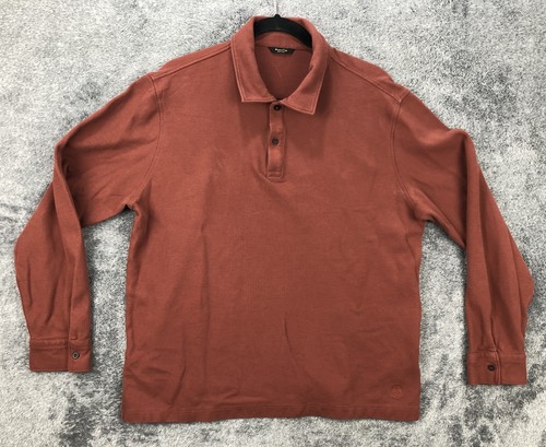 Massimo Dutti, Massimo Dutti Polo Shirt Mens XL Brown Solid Casual Long Sleeve Pique Knit