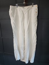 Lauren Ralph Lauren 100 Linen Pants, Button Side, Size 14, White, Wide Leg
