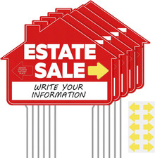 5 Pack 12 X 16 Inch Yard Sale Signs Real Estate Sign Posts Double Sided Red Whit
