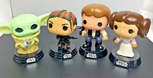 Star Wars Loose Funko Bobblehead Lot - Fennec Leia Grogu Han Solo - Surface Wear