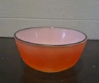 Vintage AH Fire King Red Orange Black Rim Ombre Small Mixing Bowl 6" x 3" EUC
