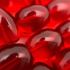 Vintage 1970's Transparent Cherry Red Barrel Czech Glass Beads 10x12mm  RCG79 