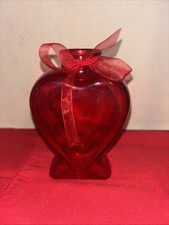 Valentine's Red Glass Heart-Shaped Bud Vase 5"tall