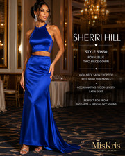 Sherri Hill 53650 Royal Blue Two Piece Satin Prom Gown Size 8 NWT