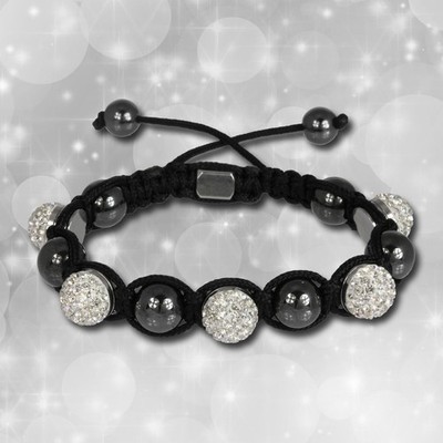Shamballa Armband original Sterlinx mit 5 weiße Glitzerkugeln SHS51W