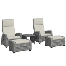 Outsunny 5 PCs Rattan Garden Furniture Set with Reclining Chairs, Grey