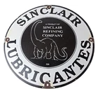 Vintage Sinclair Gasoline Porcelain Sign - Dino Motor Oil Gas Pump Plate Sign