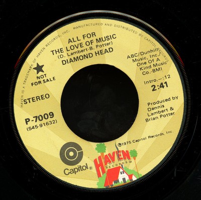 Diamond Head - All For The Love Of Music (7'', Single, Mono, Promo)