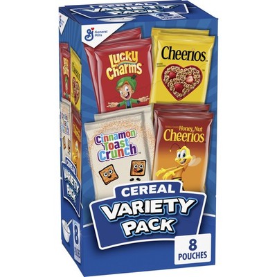 Breakfast Cereal Variety Pack Lucky Charms Cheerios Cinnamon Toast 9.14 Oz