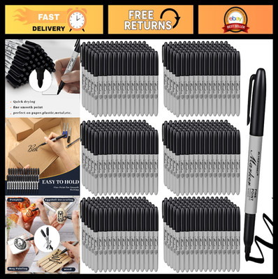 300 Pack Black Fine Point Permanent Markers - Quick Drying, Waterproof Pens for