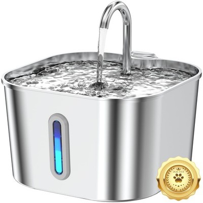 Cat Water Fountain Stainless Steel, 74oz/2.2L Cat Fountain with Quiet Pump, A...