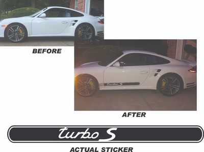 Aftermarket Porsche 996 and  997 Turbo S Side Stripe Decals Set In Black.
