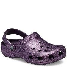 Crocs Purple Girl's Classic Clog J4 Space Glitter Glow in the Dark NWT