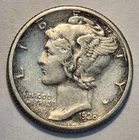 #2 Nicer Low Mintage "Ex Fine+" 1928 S Winged Liberty Head Mercury Dime, cleaned