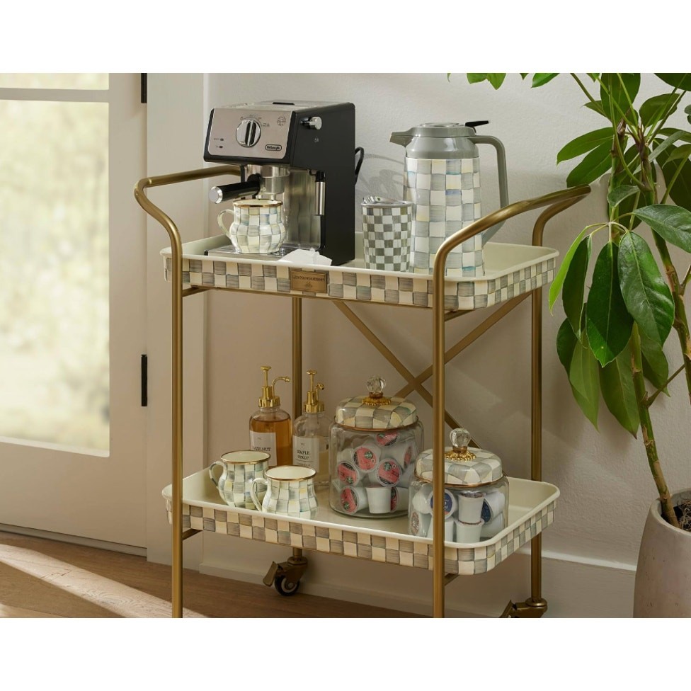 Brand New Mackenzie-Childs Sterling Check Coffee Carafe