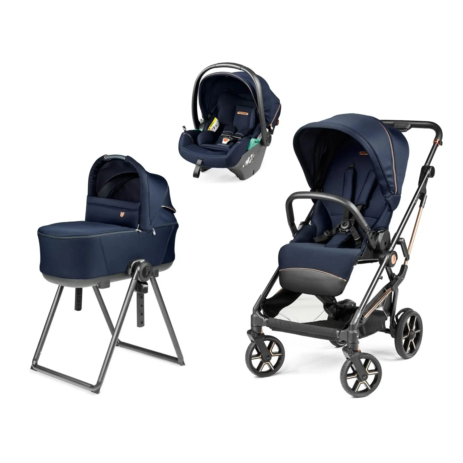 Peg Perego 3 in 1 Lively + Flex Crib + First Trip Lounge BLUE SHINE