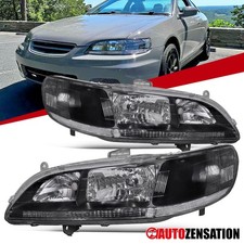 Fit 1998-2002 Honda Accord 24dr Black Headlights Head Lamps Leftright 98-02
