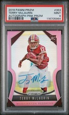 2019 Panini Prizm Autograph PINK #353 Terry McLaurin RC graded PSA 9