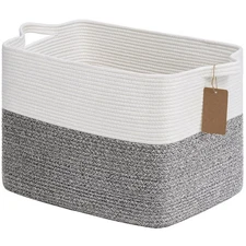 Goodpick Woven Storage Basket, Cotton Rope Baskets with Handles, Toy Baskets Sto
