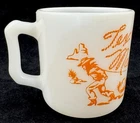 Tex Ritter Marshall Child Mug Glass Cup Vintage 50s Cowboy Milkglass Hazel Atlas