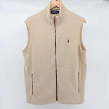 Polo Ralph Lauren Knit Cotton Sweater Vest Dune Tan M Quiet Luxury Golf Preppy