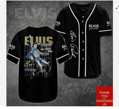 Elvis Presley King Rock N Roll baseball jersey, new 3d gift
