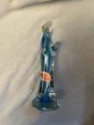 Vintage Virgin Mary Venetian Blue Murano Glass Figurine Italy 10.5” Madonna