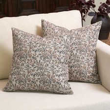 Amor Virisso Floral Throw Pillow Covers 24x24 Set of 2 Vintage Block Print Pillo