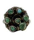 Vintage Zuni Sterling Silver Turquoise Snake Eye Ring Size 5