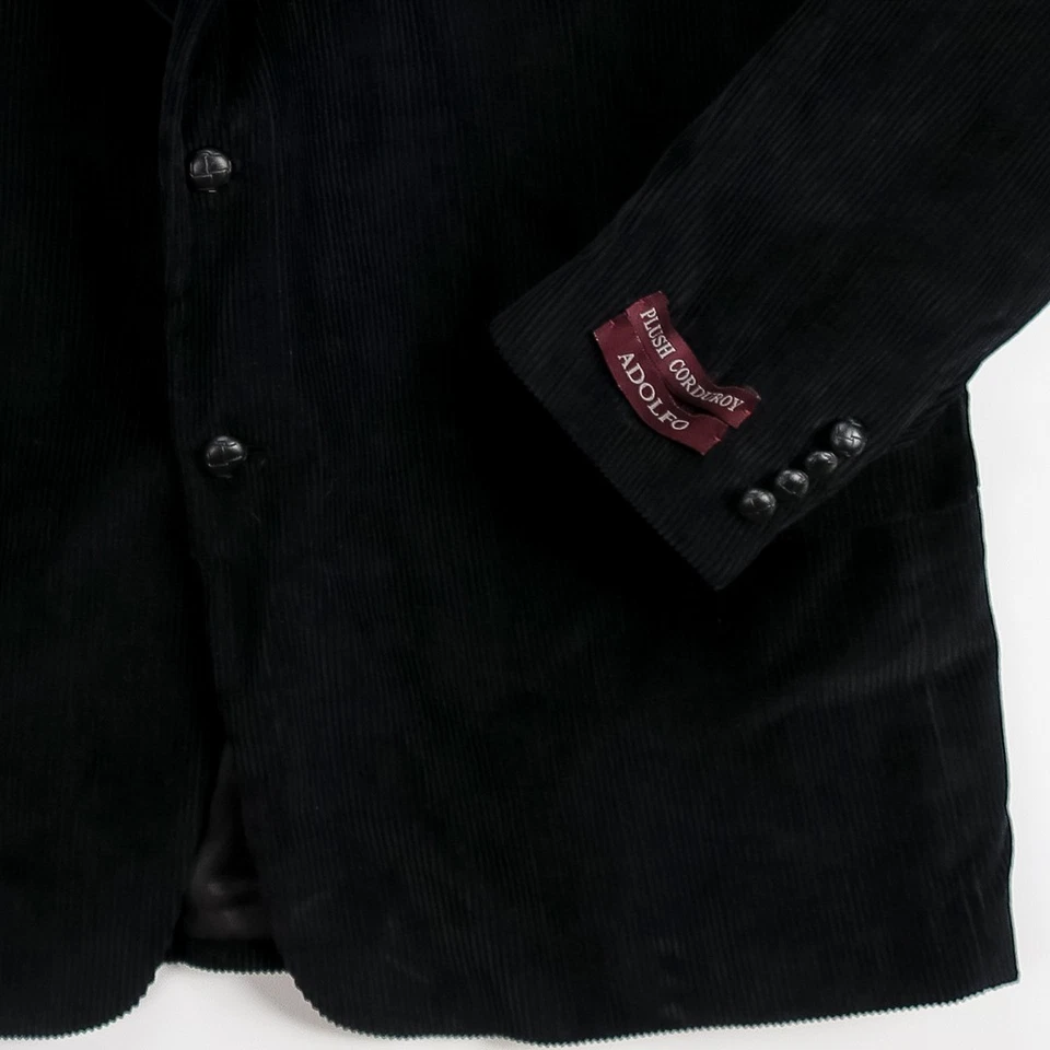 Corduroy Blazer Men’s 48R Black Fall Winter Coat Jacket Business Casual | Adolfo - Image 4 of 4