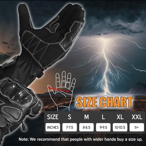 Leather Touchscreen Waterproof Warm Winter Motorcycle Gloves Size medium - Picture 5 of 8