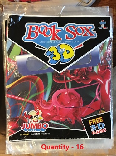 **NEW** 64 JUMBO Book Sox Stretchable Fabric Text Book Covers + 61 3D GLASSES - Picture 5 of 5