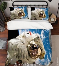 3D Space Astronaut Planet Quilt Cover Set Duvet Cover Bedding Pillowcases