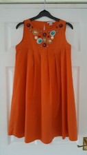 Zara Embellished Orange Tunic Mini Dress, Medium, Boho, Festival 