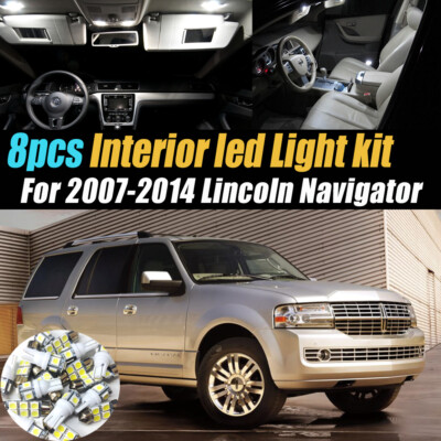 8Pc Super White Car Interior LED Light Bulb Kit for 2007-2014 Lincoln Navigator