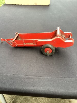 Vintage McCormick -Deering Red Metal Tractor/Spreader 10 1/2 x 3 1/2  X3 