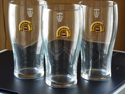  BODDINGTONS PINT GLASSES 3 NEW, GREAT FOR CHRISTMAS MAN CAVE PARTIES, C PHOTOS