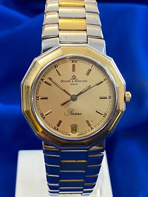 BAUME MERCIER Geneve Acier Inox Riviera Quarz Stahlgold 38 Uhr #85 