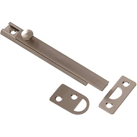 Hillman Satin Nickel Solid Brass Surface Bolt, 4 in. 2-Pack 853122