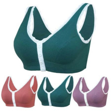 Women Posture Corrector Sport Bra Front Closure Wireless Back Support Button Bra