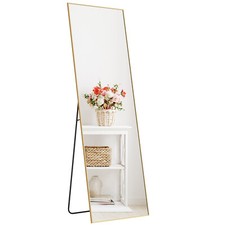 Full Length Mirror Sturdy Thin Frame with 3 Mount Types Stand/Hang/Lean
