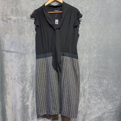 BANANA REPUBLIC Docking Tweed Dress Sz 14 Chiffon Secretary Wool Blend Classic