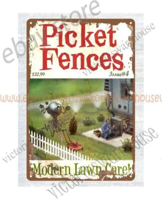 atomic sci-fi Modern Lawn Care tin sign collectible wall decor