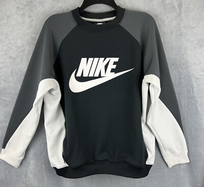 Nike Colorblock Pullover Womens Large Black Gray White Pockets LS Sweatshirt  | eBay