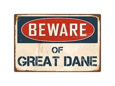 Beware Of Great Dane 8" x 12" Vintage Aluminum Retro Metal Sign VS193